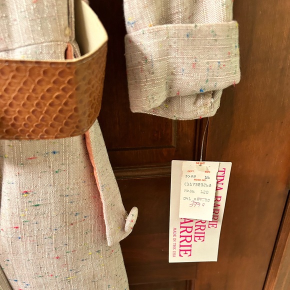 TINA BARRIE NWT VTG 80s Cute Belted dress. Size 16 - Picture 3 of 10